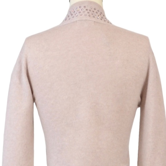 NWT 100% Cashmere Sweater Shrug w/ Swarovski Crystals by Aspen True blush pink - Picture 3 of 6